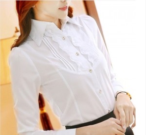 Fashion Chiffon Shirts Long Sleeve Embroidery Turn down Collar Blouses Single Row Multi Button Casual Women's Tops DF3269